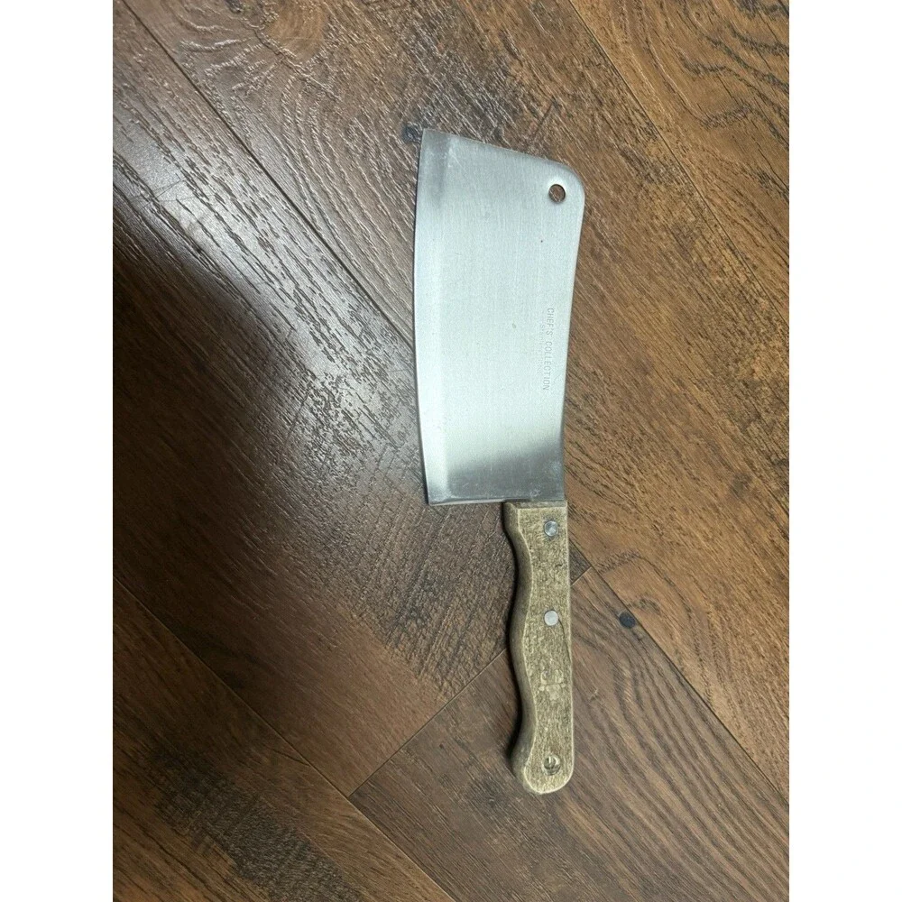 VTG Stainless Japan 6” Chef Utility Cleaver Kitchen Knife Rocking Chopper Wood